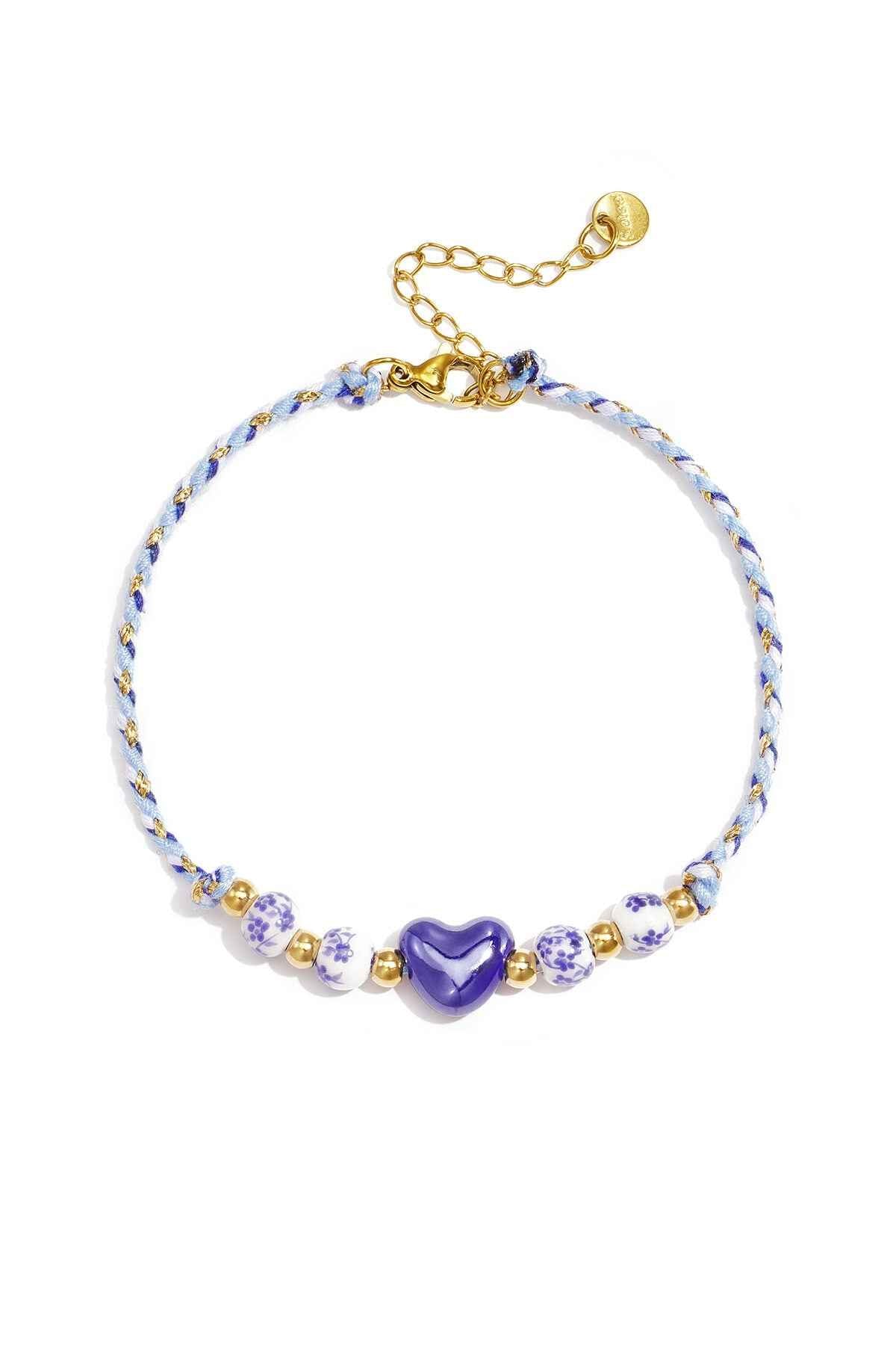 Enkelbandjes van touw met hartje, casual, dagelijks en romantisch design, dames sieraden