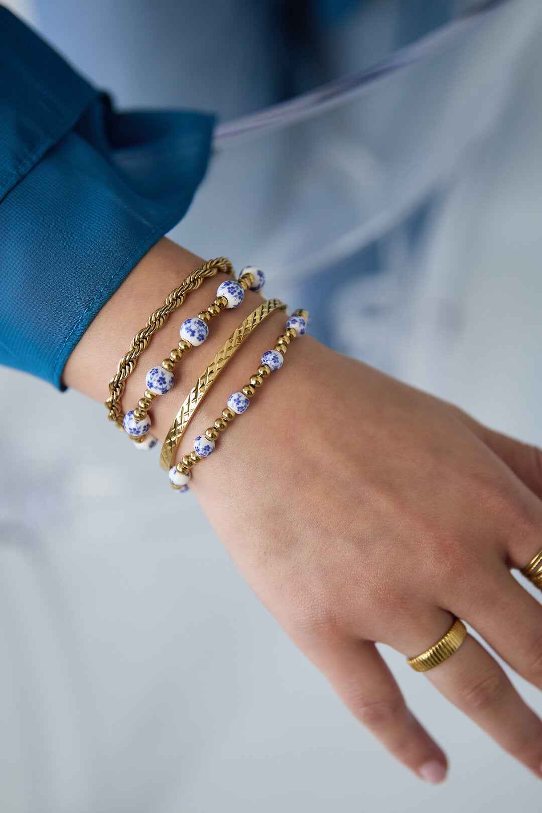 Armbanden van roestvrij staal met kralen, casual, dagelijks en eenvoudig, dames sieraden.
