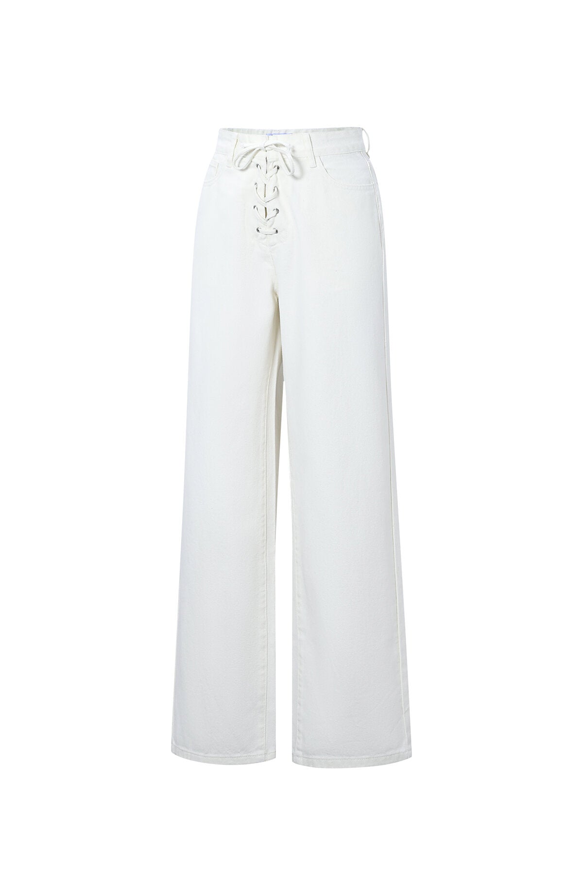 Jeans met vetersluiting