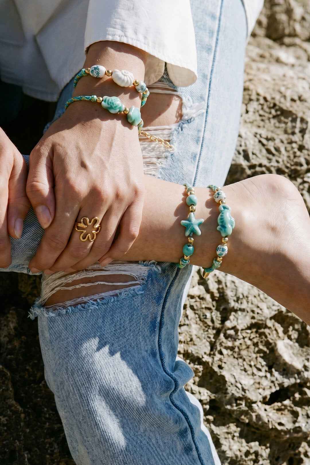 Enkelbandjes met touwmotief, dierenmotief, vakantie/strand, romantische serie, damessieraden