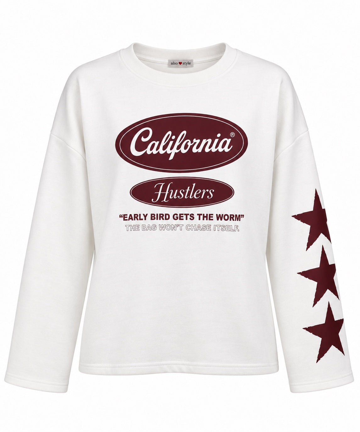 Sweater Romy California Stars met chocobruine opdruk productfoto
