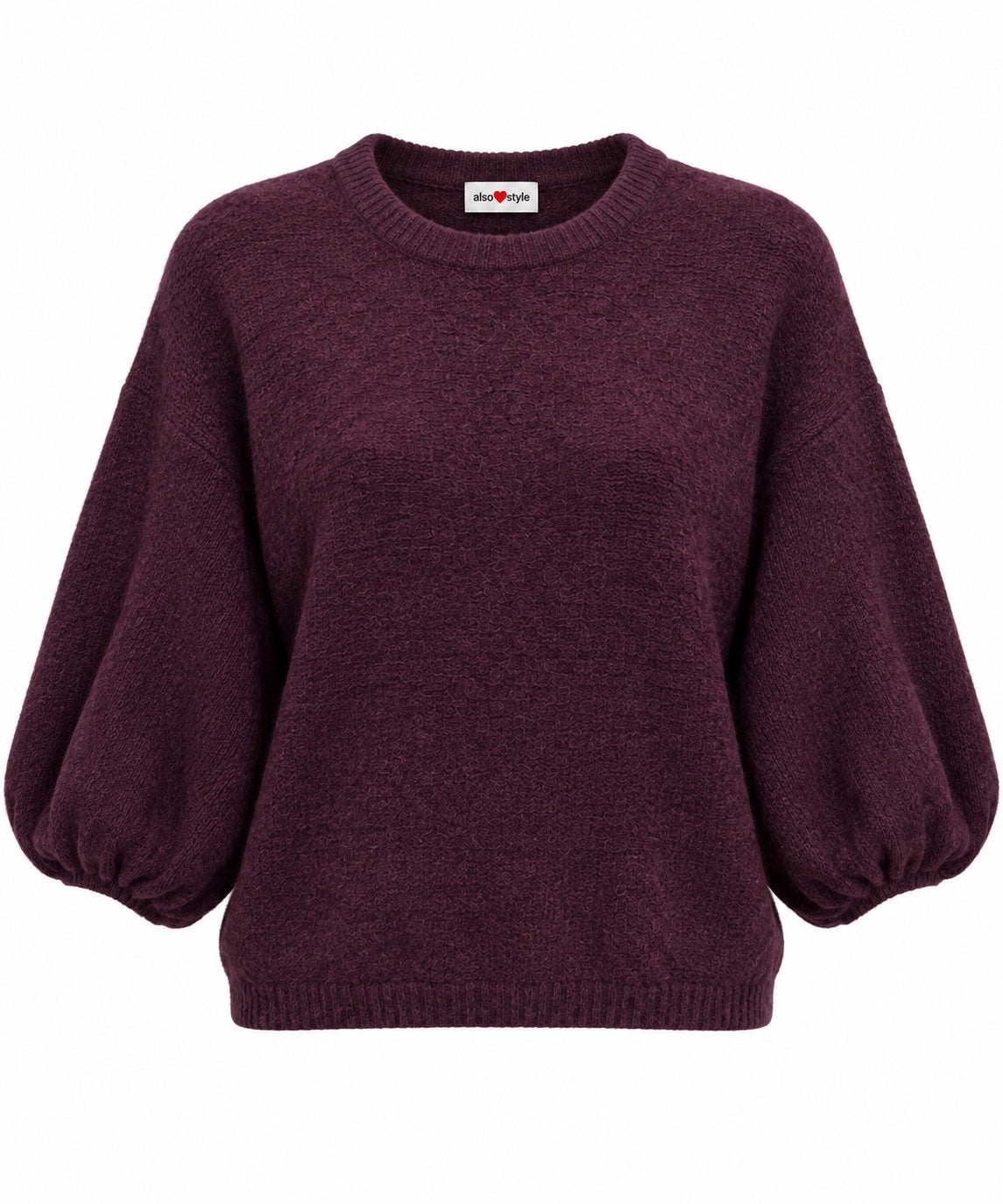 Trui Vianne met vlindermouwen in aubergine productfoto