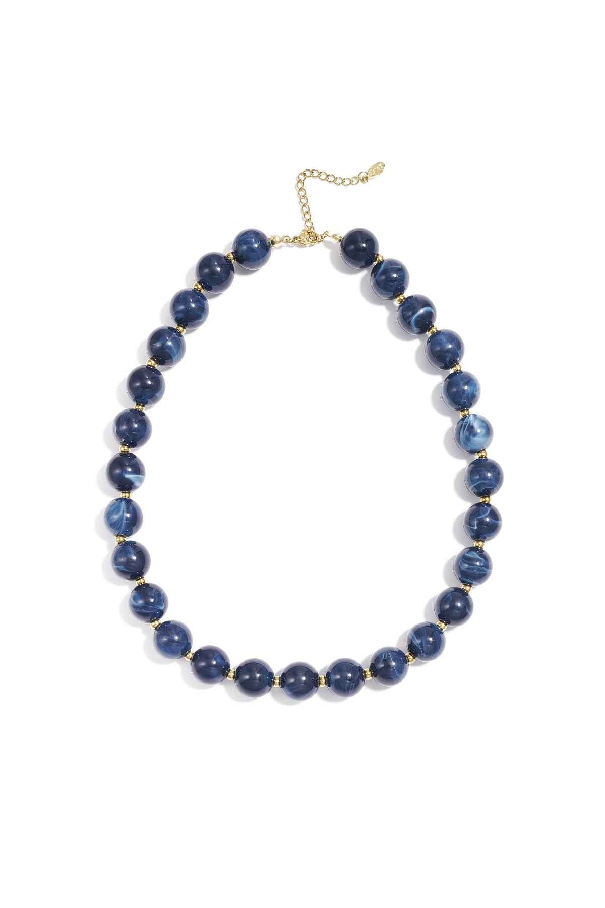 Bead necklace with gold beads 13.5mm