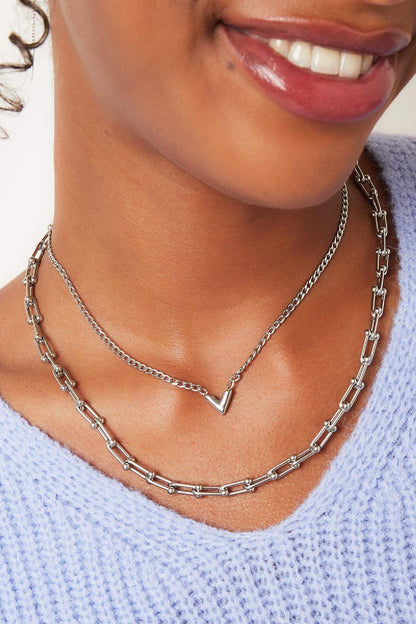 Elegant Stainless Steel Pendant Necklace in Silver & Gold