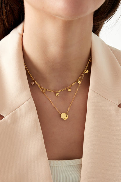 Elegant Star Layered Necklace in Silver & Gold