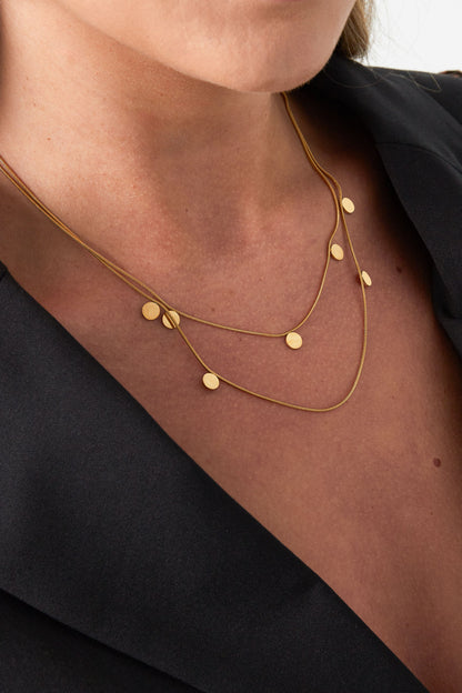 Elegant Multi-Layered Necklace in Silver & Gold