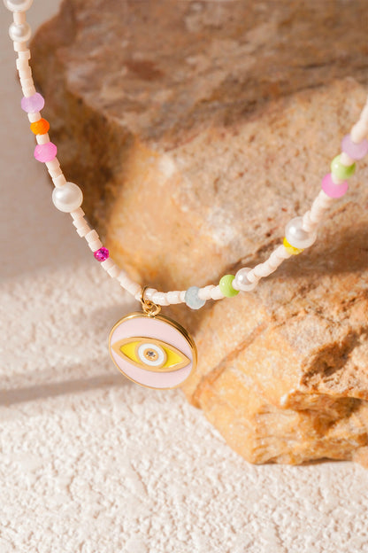Stylish Pink Multi Beaded Necklace for Everyday Wear