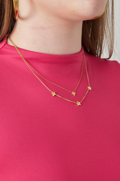 Elegant Star Multi-Layered Necklace for Women - Silver & Gold