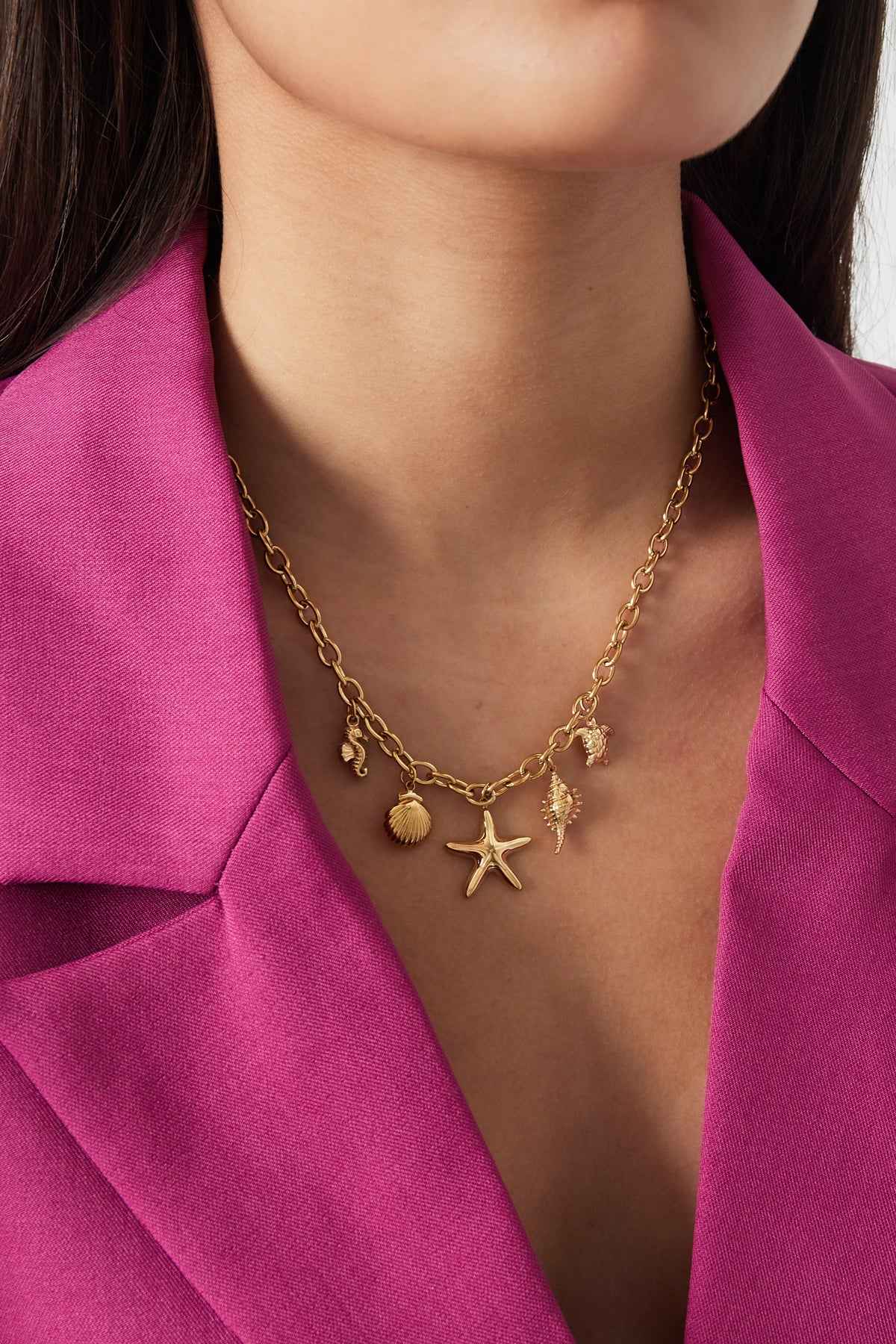 Elegant Gold Colored Stainless Steel Pendant Necklace