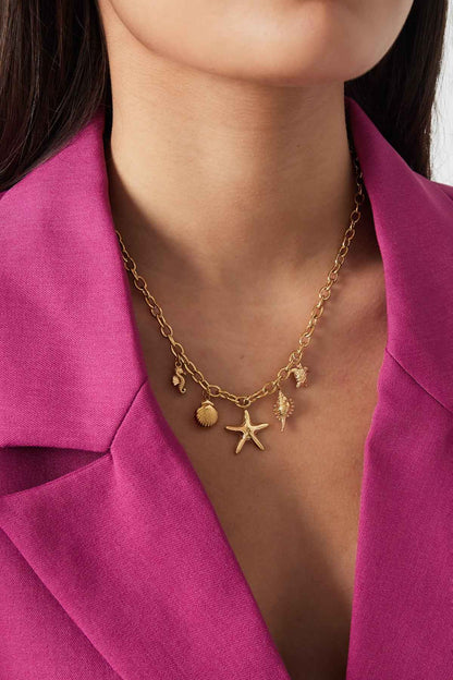 Elegant Gold Colored Stainless Steel Pendant Necklace