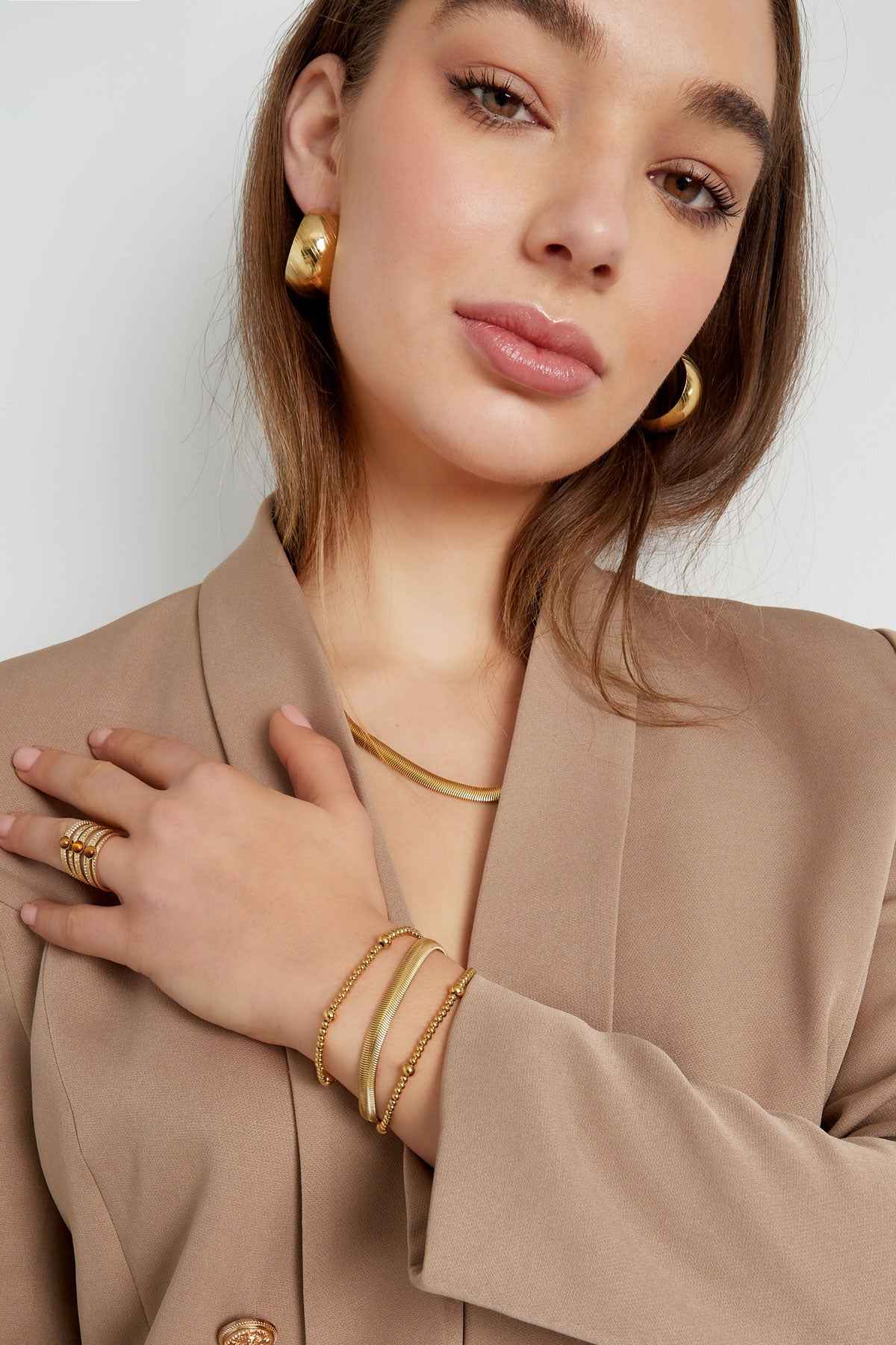 Armband Beady Goud kleur Stainless Steel