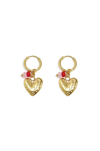Earrings with heart and beads