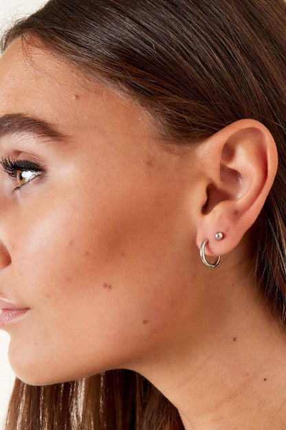 Stylish Stainless Steel Hoop Earrings - Silver & Gold