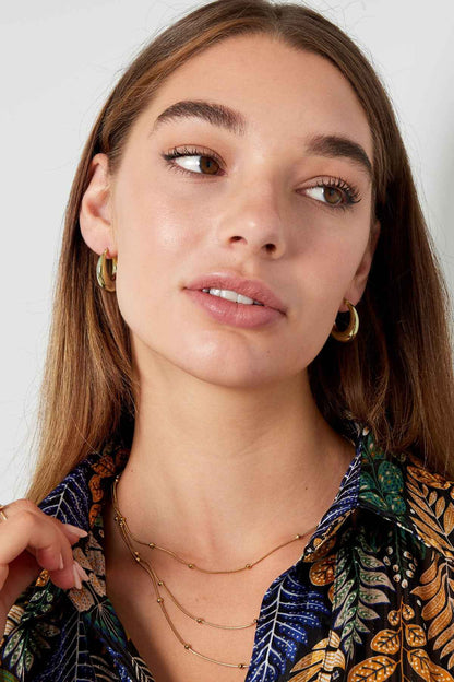 Stylish Stainless Steel Hoop Earrings - Silver & Gold