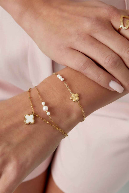 armband bloem met parels