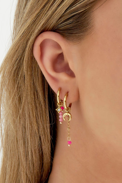 Stylish Pink & Green Bead Earrings for Summer
