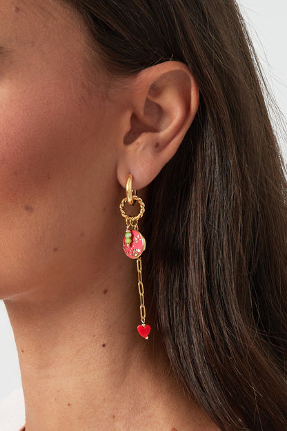 Elegant Pink Drop Earrings in 304S Steel