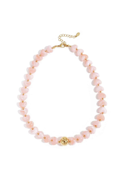 Statement necklace with heart-shaped beads