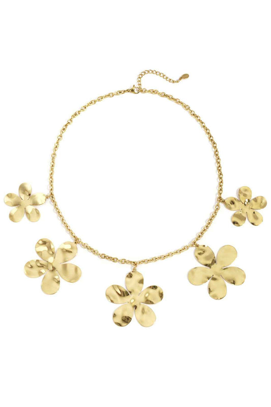 Elegant Gold-Color Flower Pendant Necklace for Women