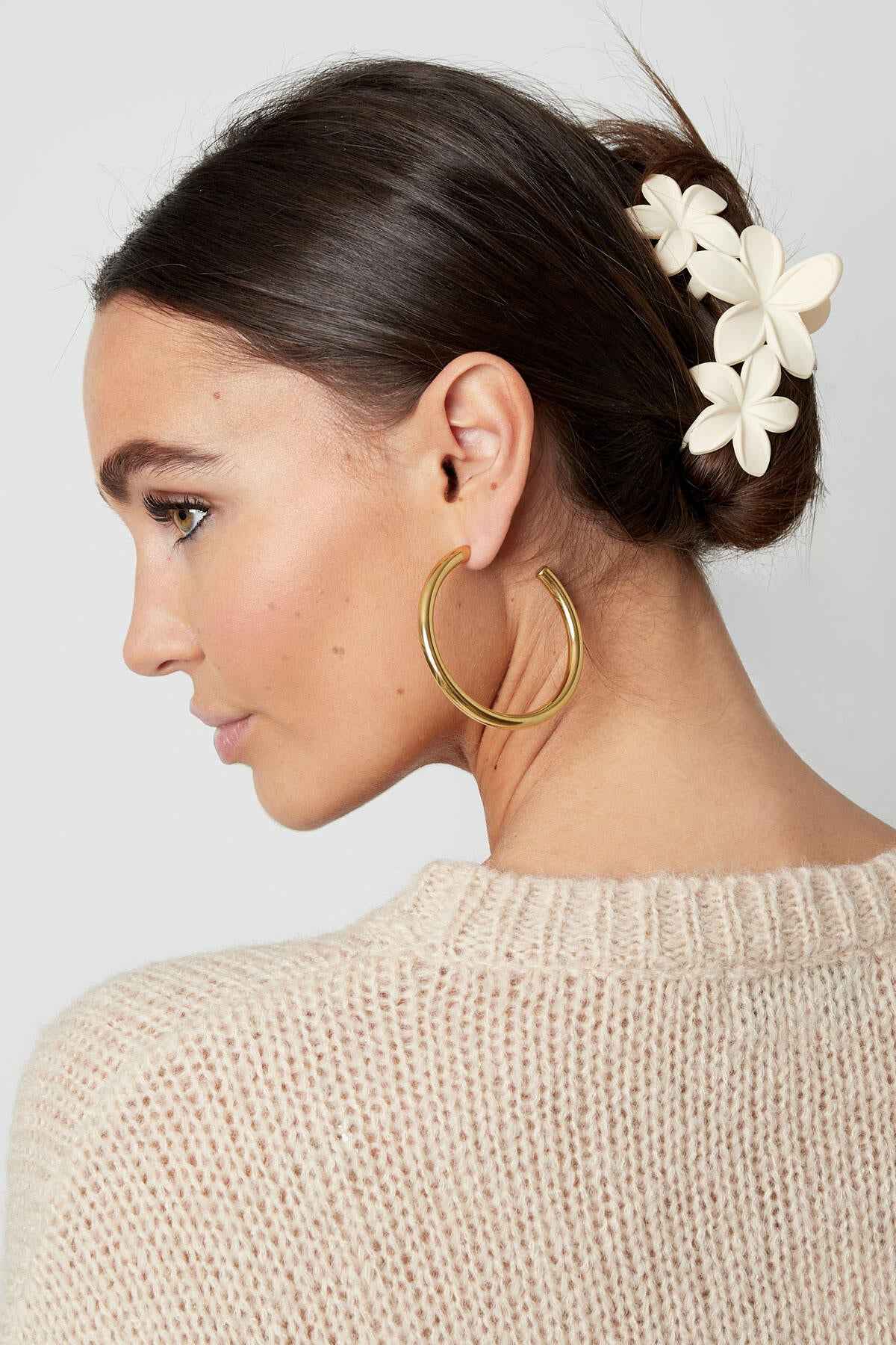 haarclip met grote bloemen - suikerspin roze