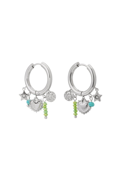 Elegant Rhinestone Heart & Star Drop Earrings