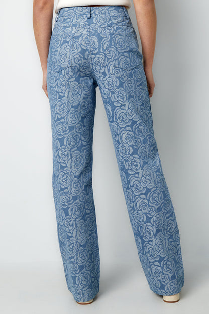Stylish Cotton Floral Denim Pants for Casual Comfort