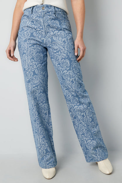 Stylish Cotton Floral Denim Pants for Casual Comfort