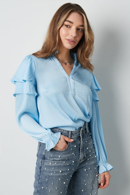 Stylish Polyester Long Sleeve Top in Blue, White & Black