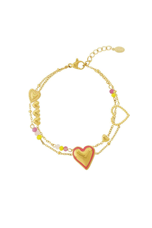 Elegant 14K Gold Plated Heart Charm Bracelet