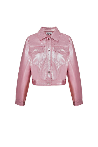 Stylish Pink PU Jacket for Women