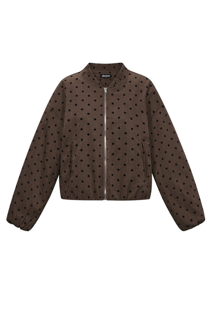 Wine Red & Dark Brown Polka Dot Winter Jacket