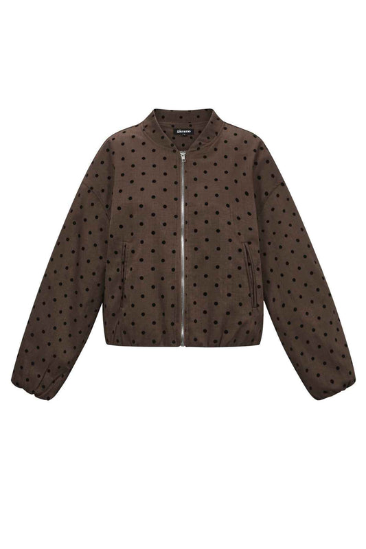 Wine Red & Dark Brown Polka Dot Winter Jacket