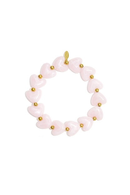 Elastieken hartjes kralenarmband