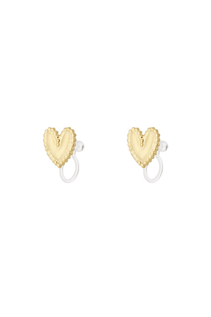 Stylish 14K Gold Plated Heart Clip-On Earrings