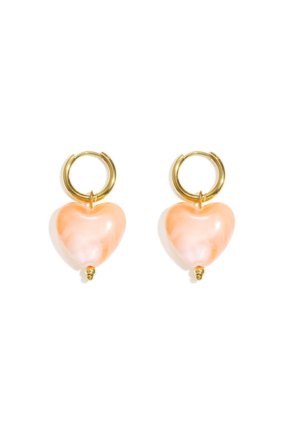 Earrings with heart-shaped beads