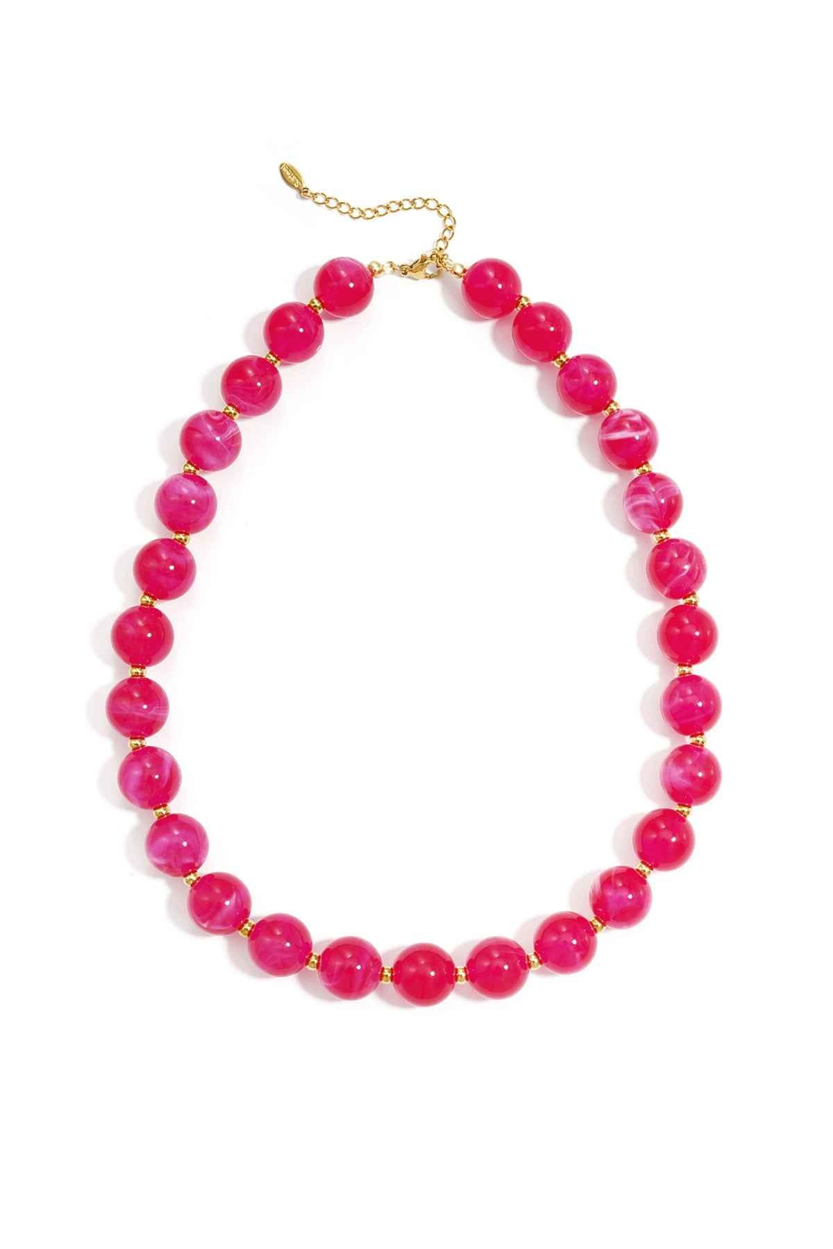 Bead necklace with gold beads 13.5mm