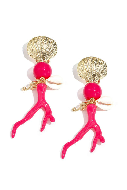 Earrings with coral and sea pendants