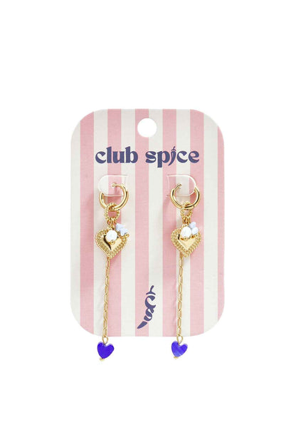 Oorringetjes met lange ketting, hart en kraaltjes