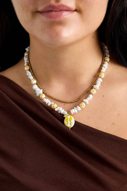 Charming Yellow Beaded Necklace for Summer