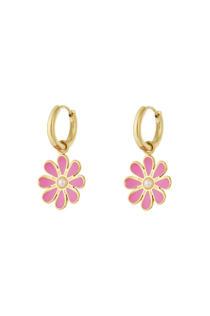Elegant Pink Flower Drop Earrings for Spring