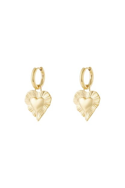 Elegant 14K Gold Plated Heart Drop Earrings for Daily Wear