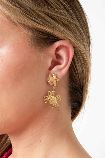 Stylish Gold Starfish Drop Earrings for Summer