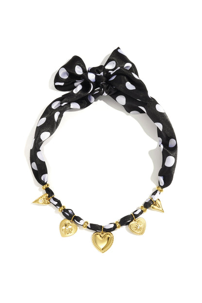 Elegant Black Braided Necklace with Heart Detail