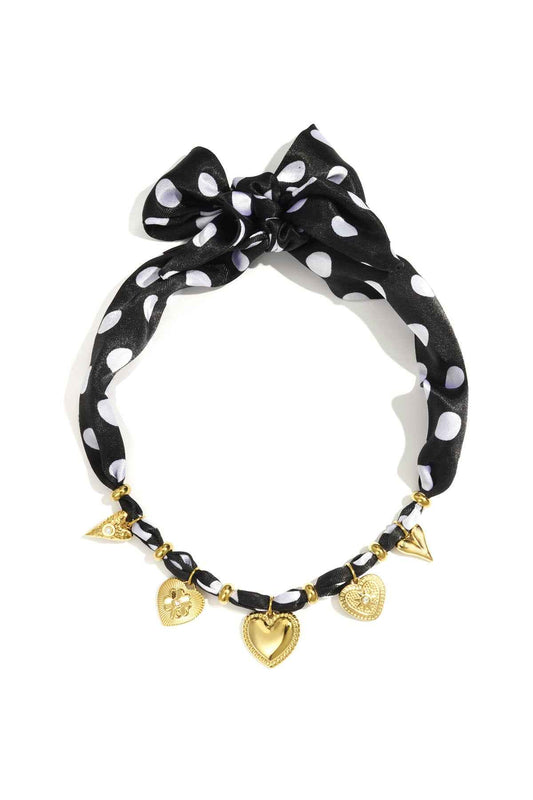 Elegant Black Braided Necklace with Heart Detail