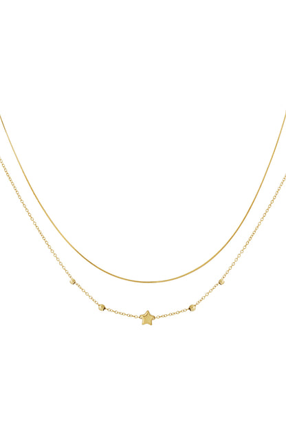 Elegant Star Layered Necklace in Silver & Gold