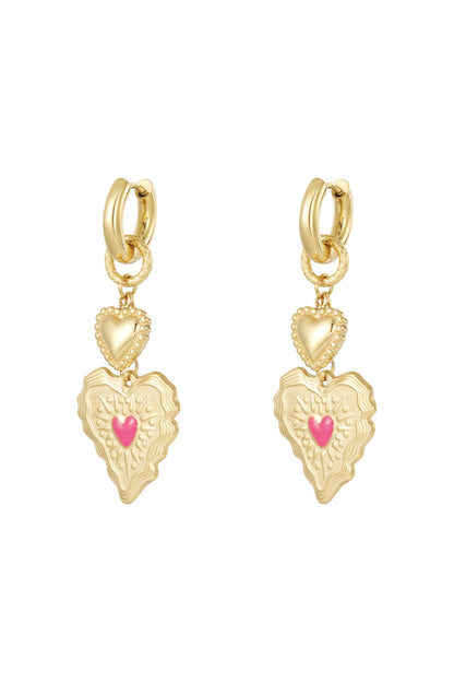 Elegant Gold Heart Drop Earrings for Women
