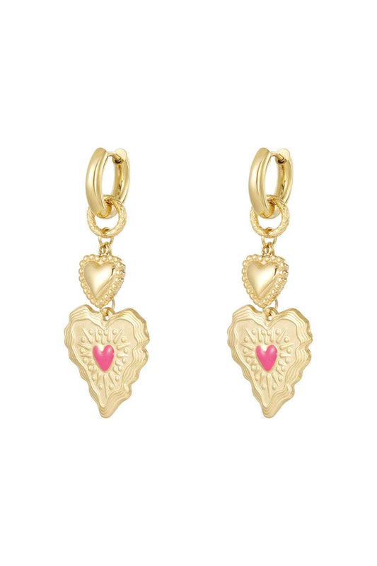 Elegant Gold Heart Drop Earrings for Women