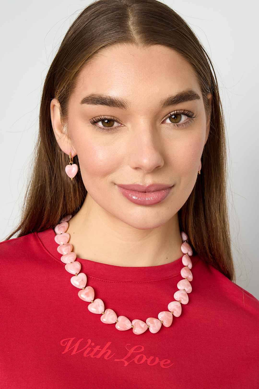 Necklace with heart-shaped beads