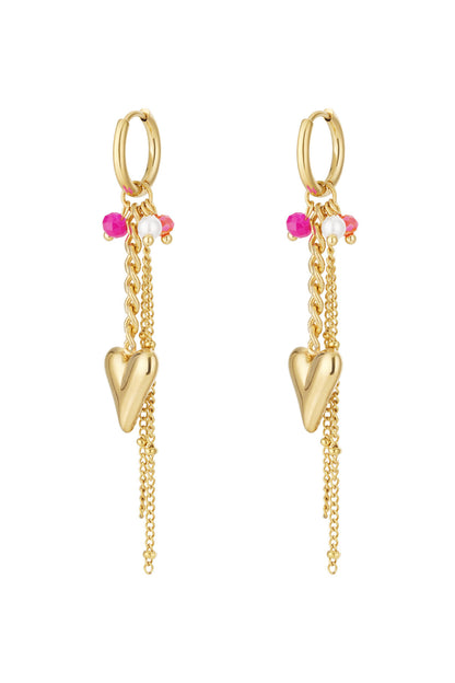 Stylish 14K Gold Plated Heart Drop Earrings