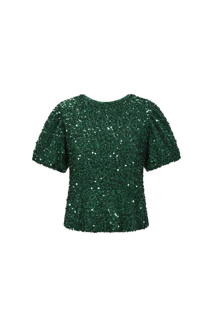 Elegant Sequined Short Sleeve Top for Fall/Winter